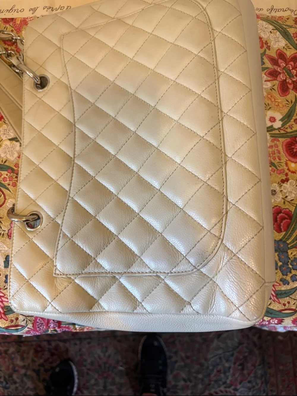 Chanel GST-shopper tote bag.  Condition-very good-excell.  Off white, silv hardw